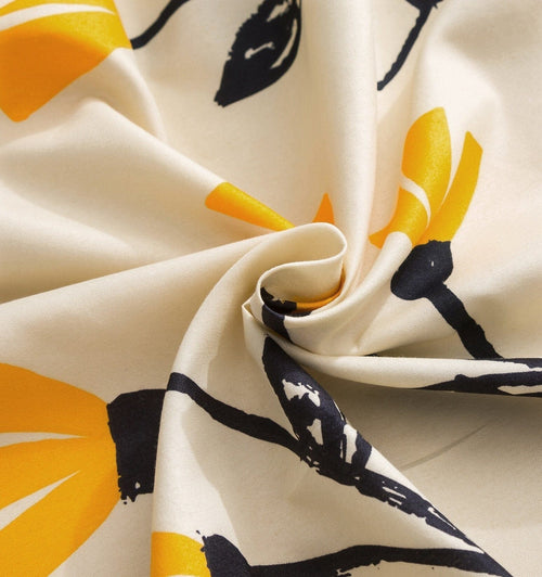 DaDa Bedding Yellow Fleur Floral Fitted and Flat Sheet Set