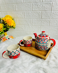 RED KETTLE SET WITH TRAY (1 Teapot & 2 cups)